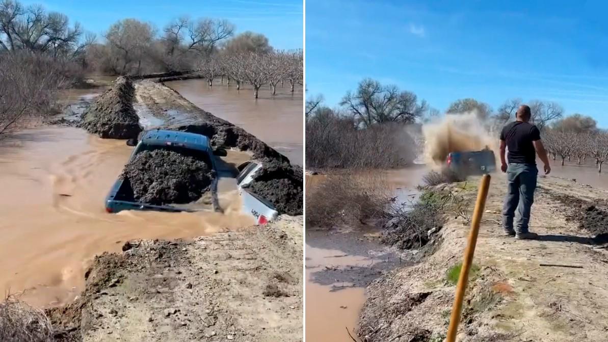 Фермерлер су&nbsp;тасқынын пикаппен бөгеді