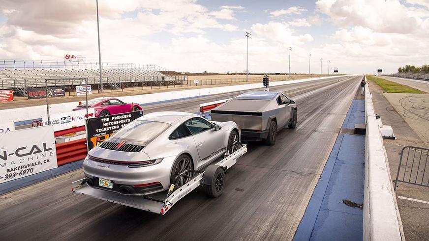Гонка гружёного Cybertruck и Porsche 911: кто победит на самом деле?