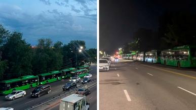 Вереницы из автобусов у обочин в Алматы: что происходит?
