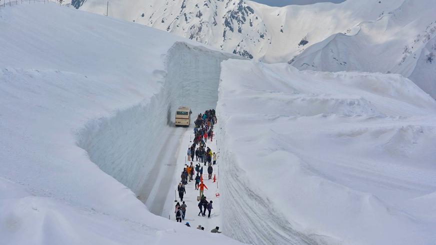 Необычные дороги мира: по снежному коридору к горе Татеяма