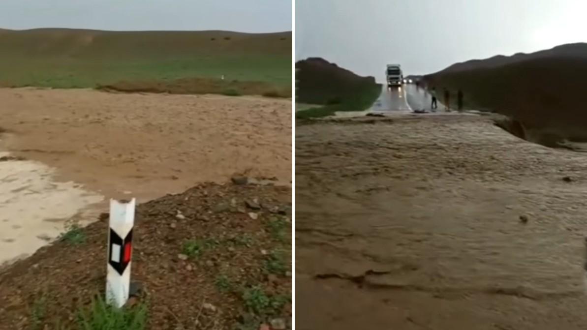 Көлсайға баратын жолдың жиегін су&nbsp;шайды