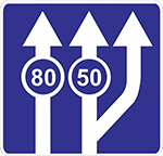 Знак 5.8.3а «Обязательная минимальная скорость на различных полосах движения»