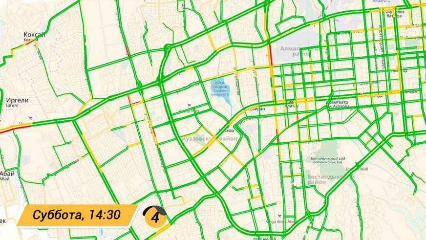 Где и в какое время на дорогах Алматы самые пробки
