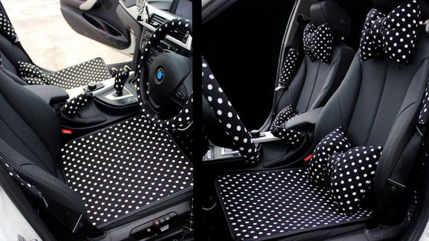 Подушки для сидений и руль в горошек