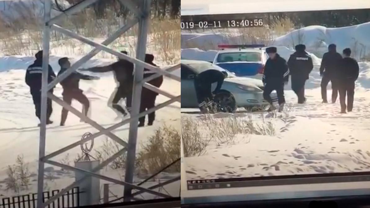 Дерущихся полицейских засняли на видео