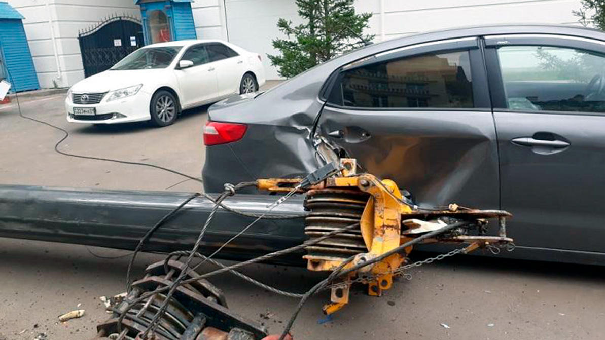 Четыре автомобиля повредило дерево, упавшее в Алматы