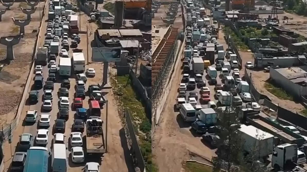 Как выглядят пробки на въездах в город с воздуха