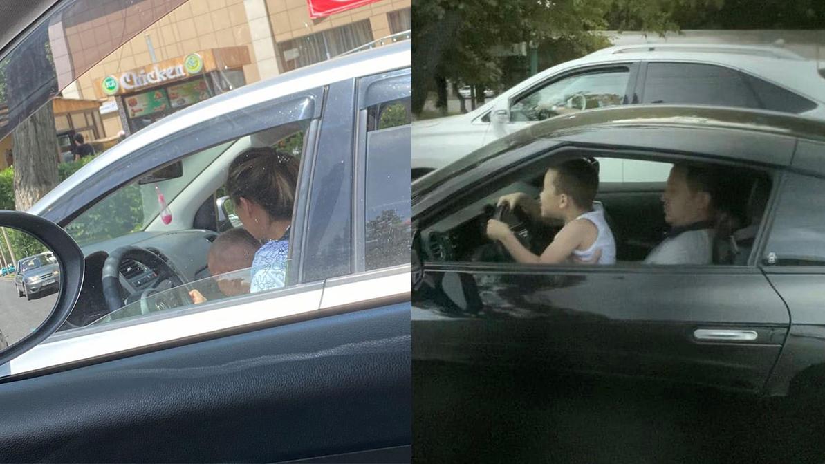 Детей на коленях катали водители Nissan GT-R и Volkswagen Polo в Алматы