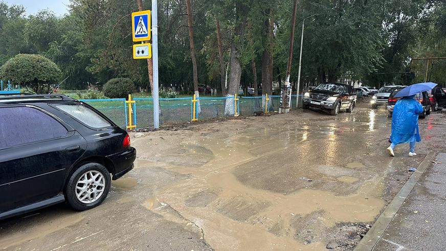 Нанопокрытие по-карасуски: асфальт в Алматы закатывали… в дождь и трактором