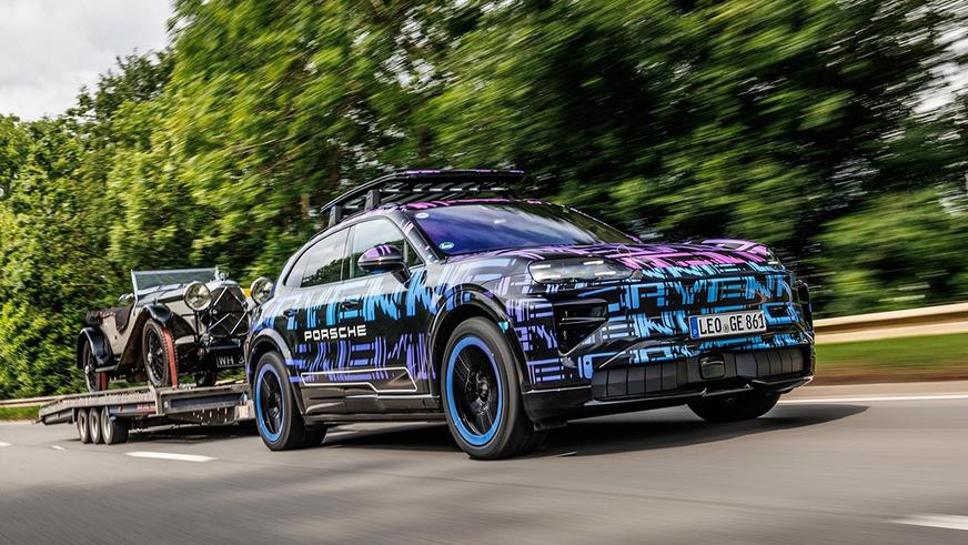 Предсерийный Porsche Cayenne на батарейках установил первый рекорд не снимая камуфляжа