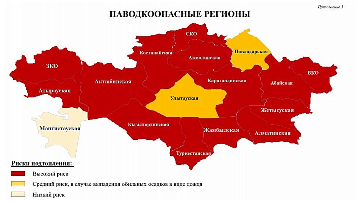 Паводки и затопления дорог прогнозируют почти по всему Казахстану