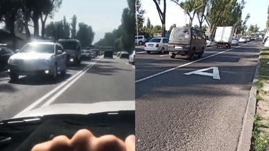 После появления автобусной полосы увяз в пробках проспект Суюнбая в Алматы