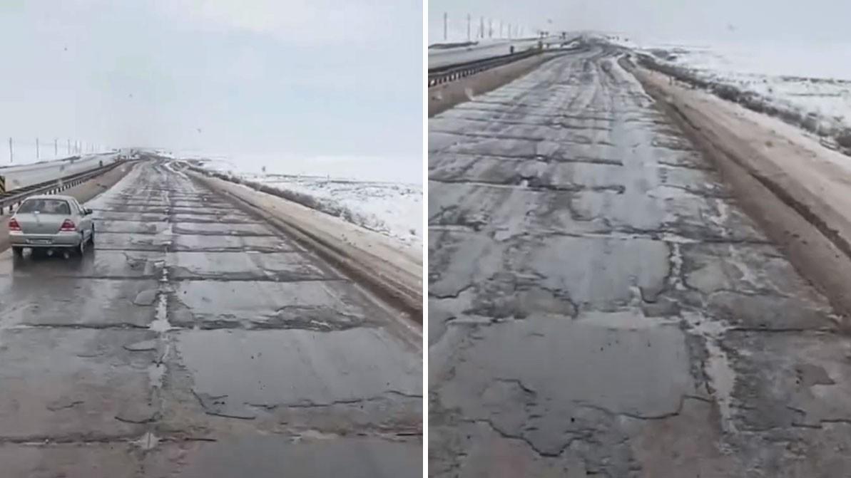 Қазавтожол қар басып ауа райы күрт өзгергендіктен бетон жолдар үгітіліп жатыр
