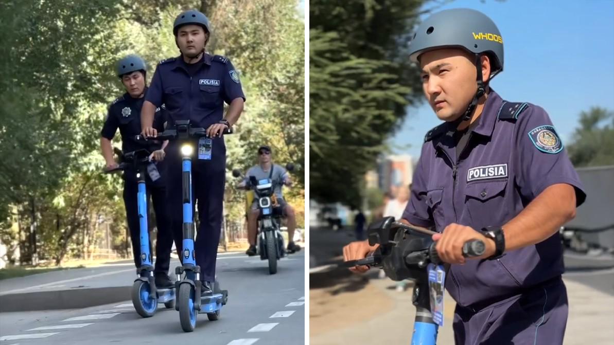 Полицейские в Алматы сами встали на электросамокаты