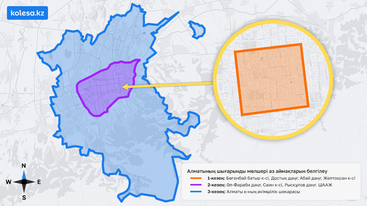 Алматыдағы шығарынды деңгейі төмен аймақтар