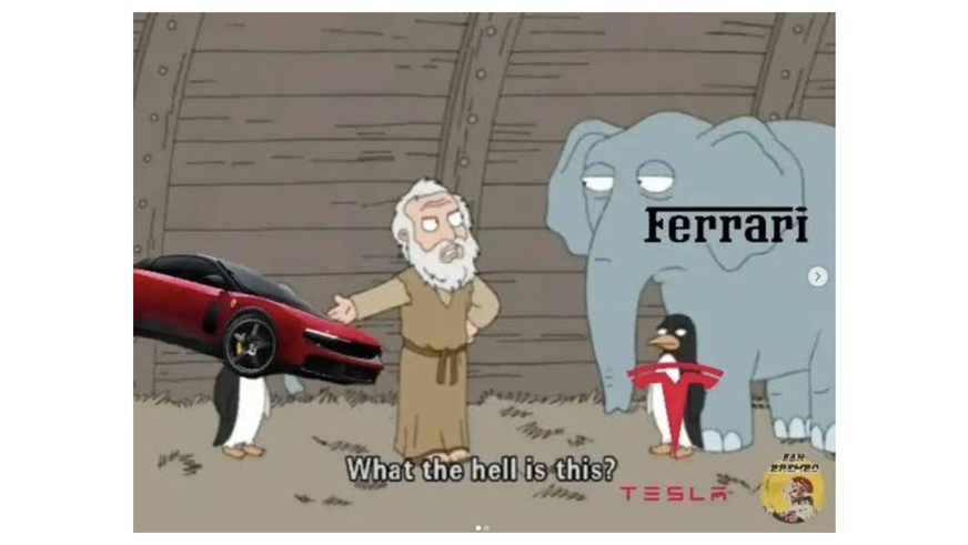 Первый электромобиль Ferrari стал героем мемов и объектом критики