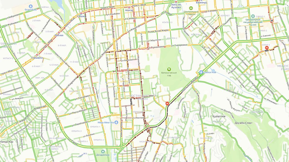 Верхняя часть Алматы зависла в пробках