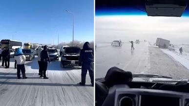 Снежные заносы и заморозки. Что происходит на дорогах Казахстана