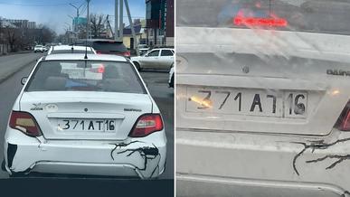 Семей тұрғыны Daewoo Nexia-ға өзі нөмір жазып алған