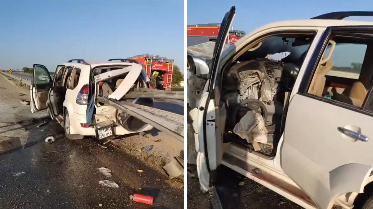 Toyota Land Cruiser Prado прошило отбойником на Капчагайке