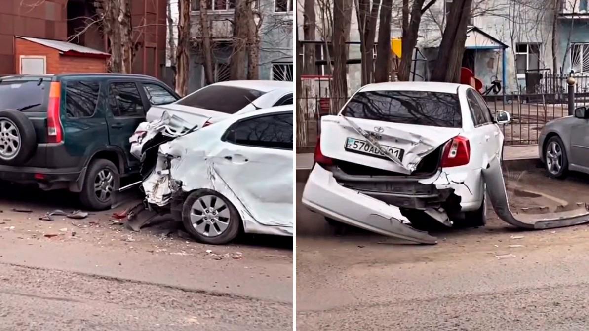 Шесть автомобилей снёс КамАЗ в Астане