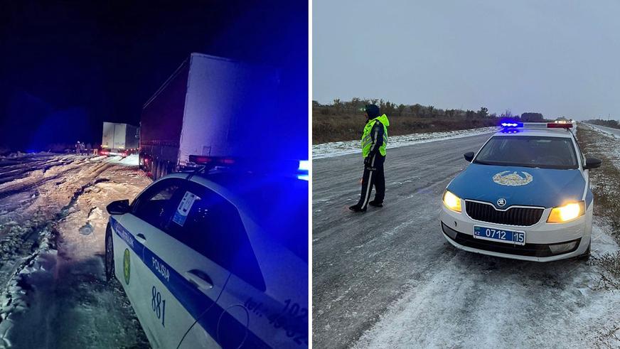 Первый снег и гололедица на севере Казахстана. Сотни битых авто и буксующие грузовики