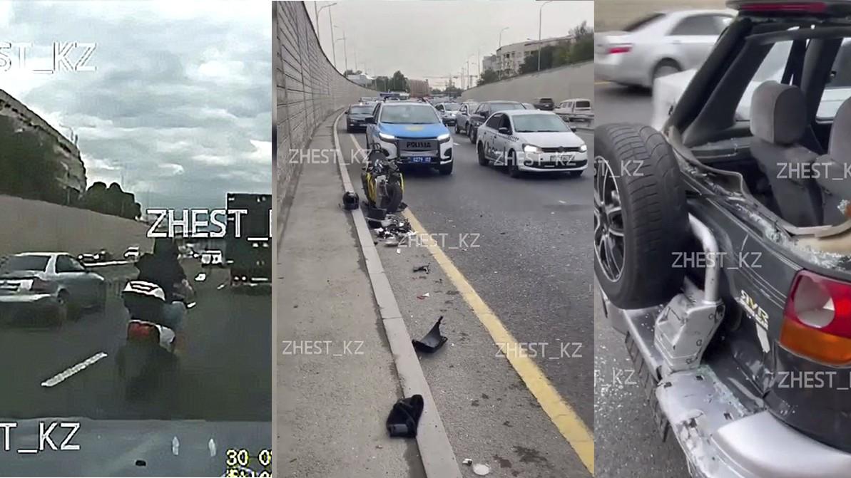 Мопедист едва не погиб на проспекте Аль-Фараби