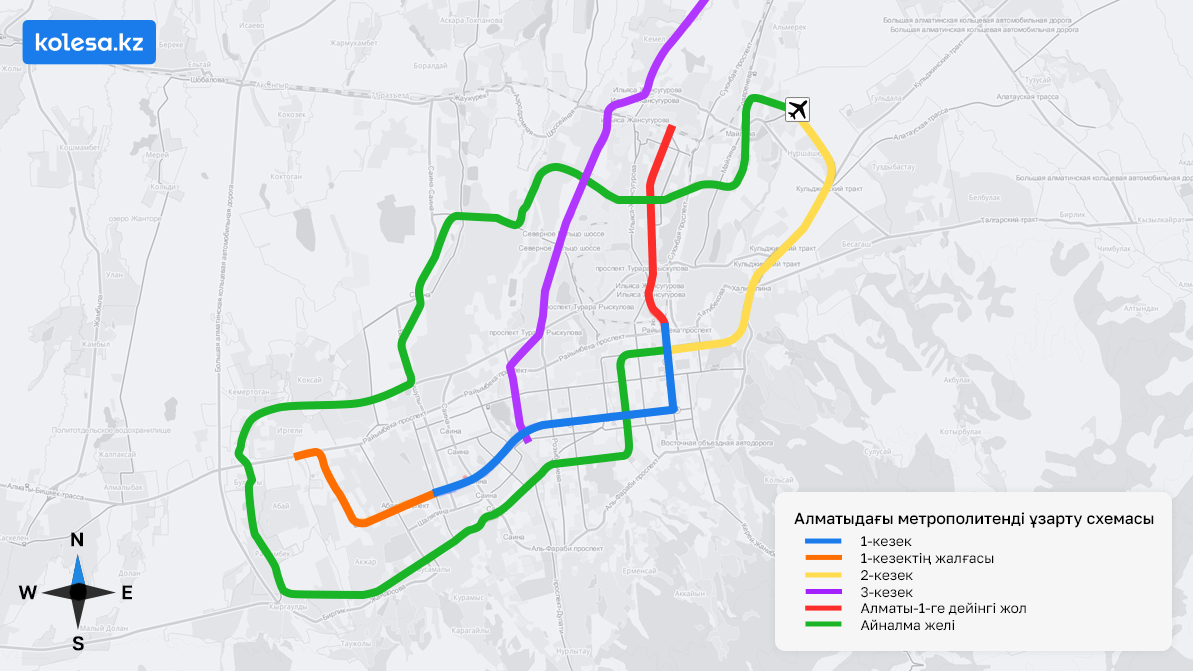 Метро Алматының барлық ауданын қамтиды