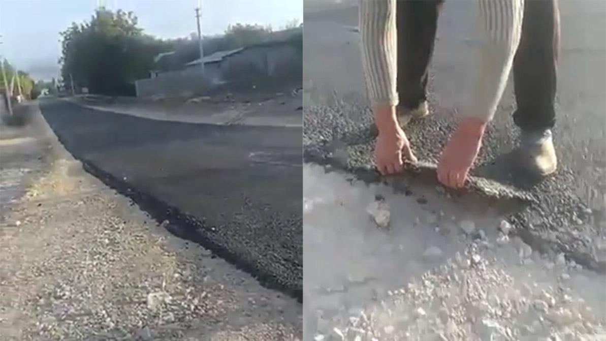 Обнаружен ещё один посёлок, где асфальт можно поднять руками