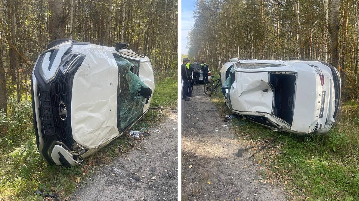 Рөлі бұғатталған Lada Vesta жолдан шығып кетті