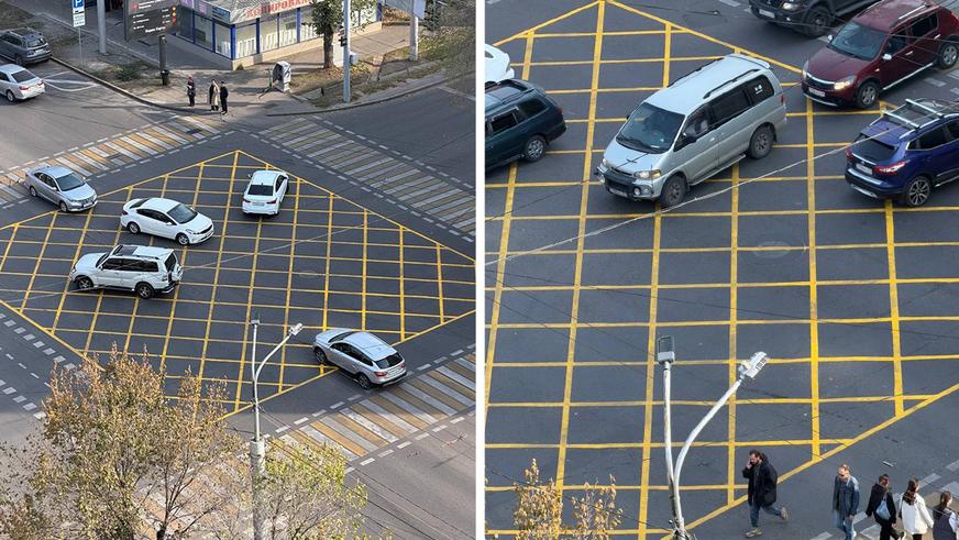 Вафельную разметку нарисовали на десяти алматинских перекрёстках