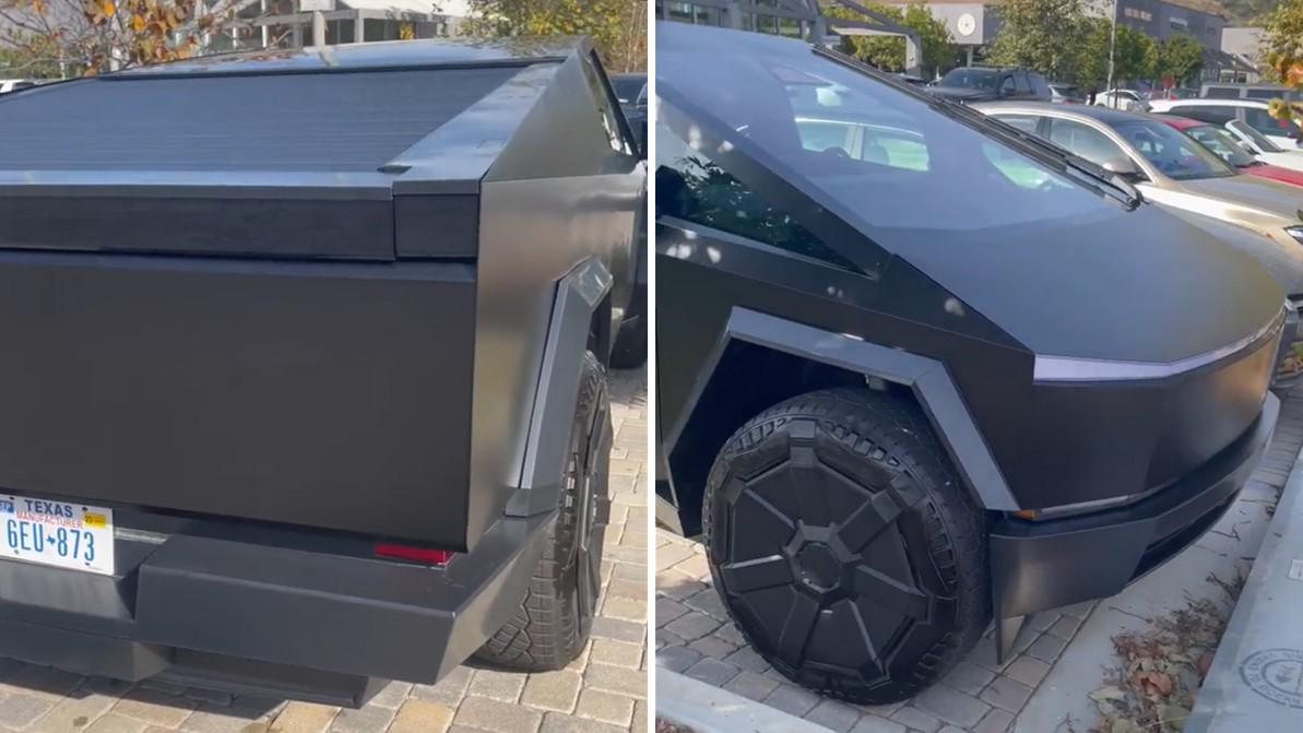Tesla Cybertruck в матовой плёнке засекли на дорогах