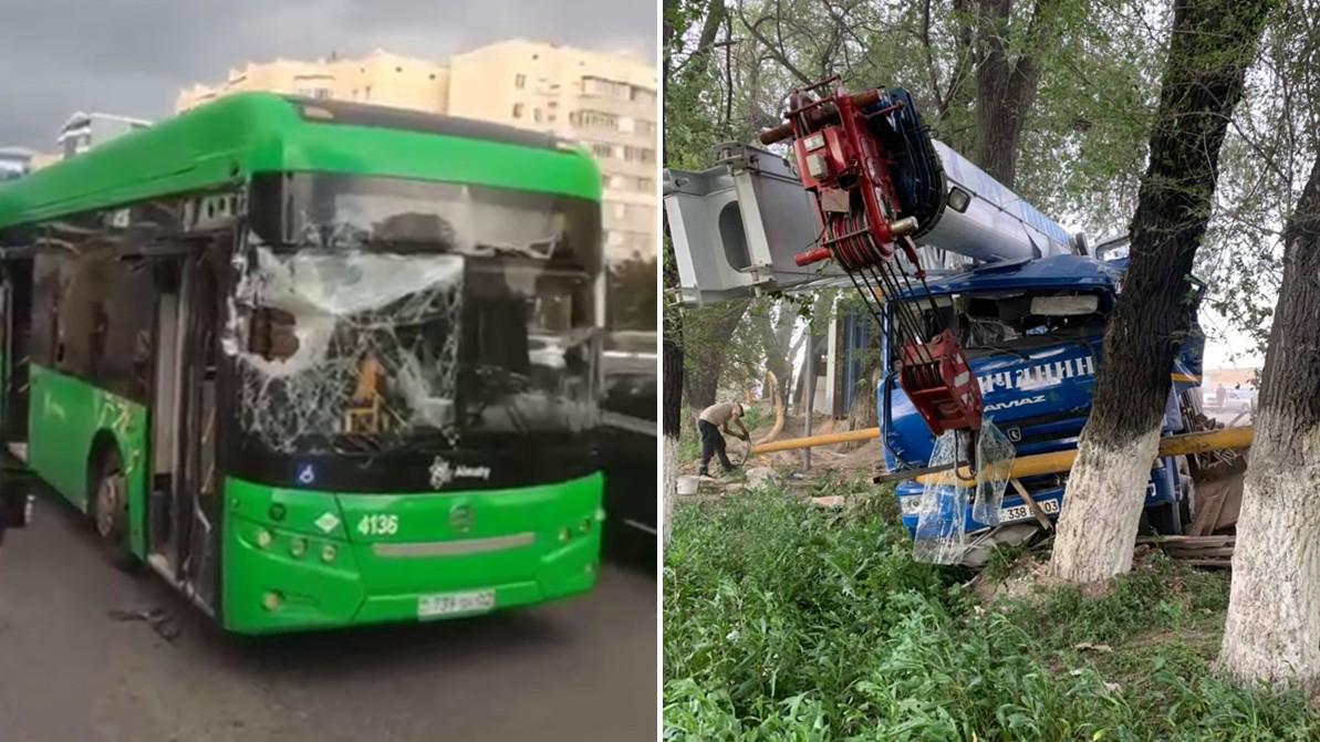 Два ДТП с автокранами произошло в Алматы
