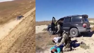 На внедорожниках Toyota Land Cruiser наркодельцы пытались сбежать от вертолёта