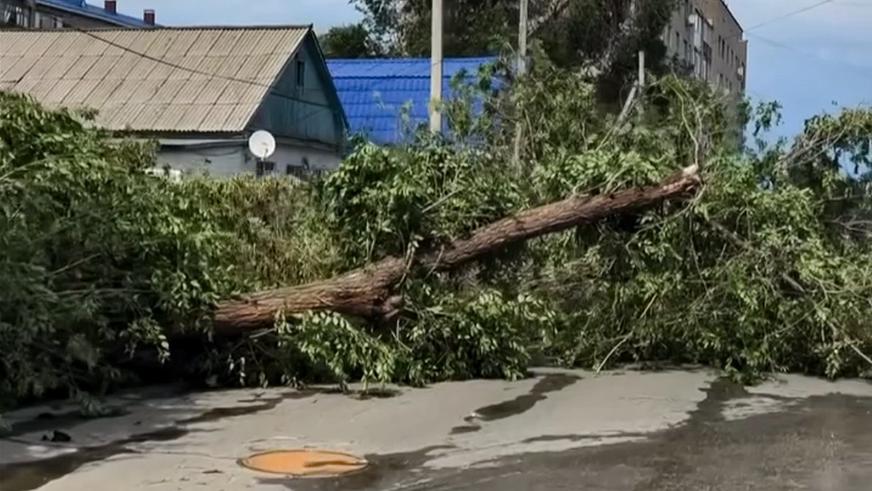 Ураган опрокидывал на бок машины в Актобе
