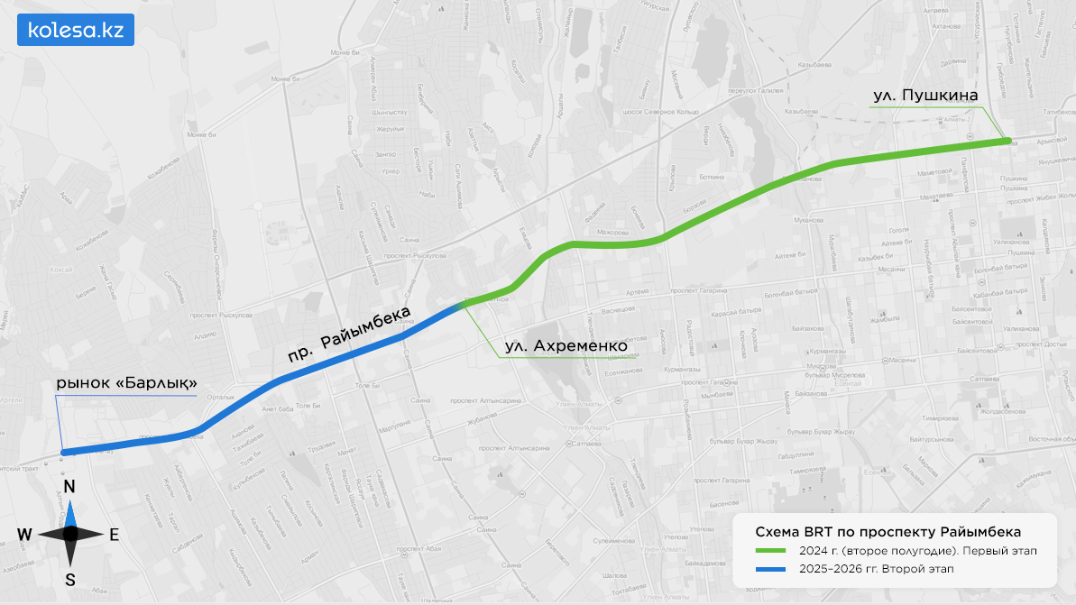 BRT по Райымбека в Алматы: работы начнут во второй половине 2024 года