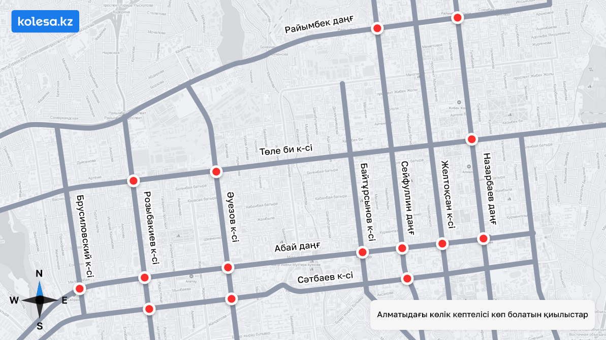 Алматыдағы қай қиылыста кептеліс жиі болады?
