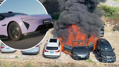 Практически новый электрокар Avatr 06 выгорел дотла в Китае