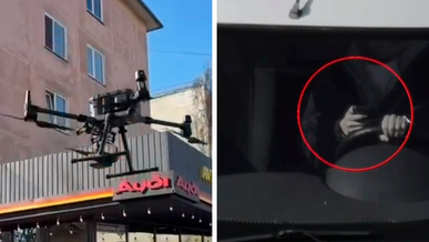 Дрон телефон пайдаланған жүргізушіні көреді