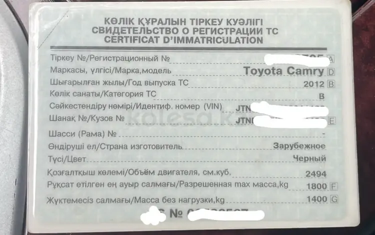 Toyota Camry 2012 года за 8 000 000 тг. в Алматы