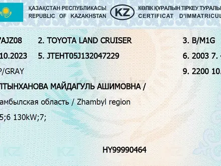 Toyota Land Cruiser 2003 года за 11 500 000 тг. в Тараз – фото 11