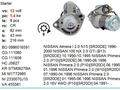 Стартер NISSAN SR20DE 2.0 16v 90-02 SR SR20Di, SR18DE, SR20DET; за 29 000 тг. в Усть-Каменогорск