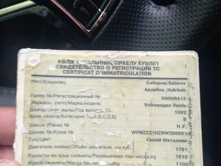 Volkswagen Vento 1992 года за 950 000 тг. в Шымкент – фото 9