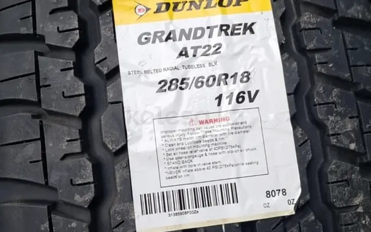 285-60-18 Dunlop Grandtrek AT22 за 97 000 тг. в Алматы