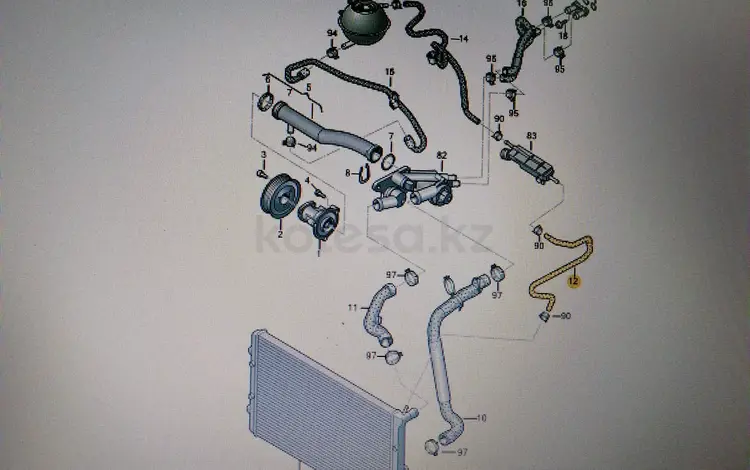 Шланг системы охлаждения Skoda Rapid за 8 000 тг. в Астана