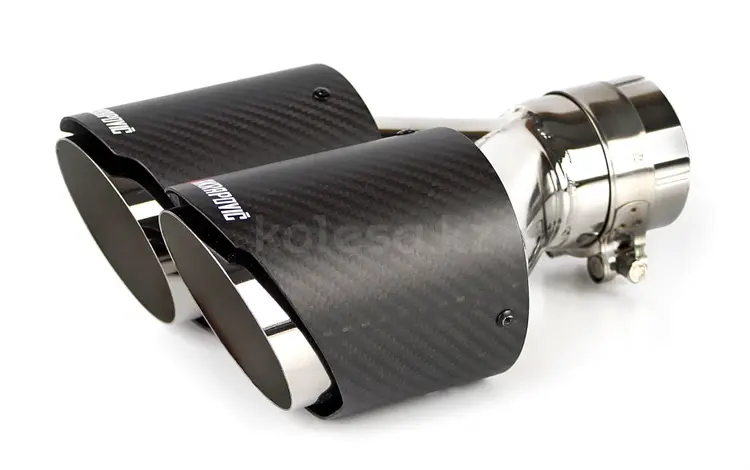 Насадка на глушитель Akrapovic style двойная с карбоном 63х210мм за 43 501 тг. в Алматы