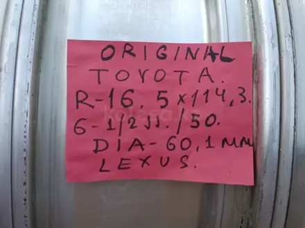 R-16.ORIGINAL TOYOTA. Разб 5/114, 3. Тойота, Лексус, Рено и т д. за 120 000 тг. в Астана – фото 6