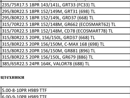 Грузовые шины и шины на спец технику за 55 000 тг. в Алматы