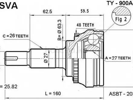 ШРУС наружный Toyota Camry (v30) (2.4) (01-06) за 12 000 тг. в Алматы – фото 2