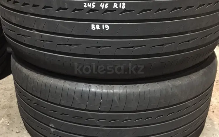Резина летняя 245/45 r18 Bridgestone 2-шт., из Японииүшін55 000 тг. в Алматы